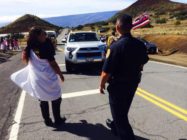 The blockade of the road was at 9000 feet. It was a bit chaotic with so many law enforcement vehicles, including homeland security. And people didn't want to get arrested before the people doing the ground breaking ceremony arrived.